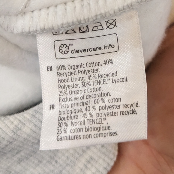 Tentree Heathered White Gray Organic Cotton Blend Hoodie. Small - Picture 5 of 5